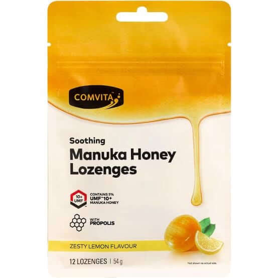Comvita 紐西蘭康維他,天然有機麥盧卡UMF10+蜂膠潤喉糖 檸檬味 12粒