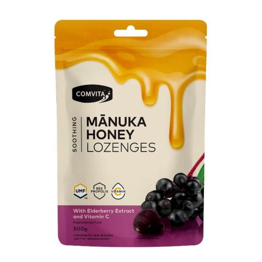 Comvita 紐西蘭康維他,麥盧卡UMF10+蜂膠潤喉糖 接骨木 500g