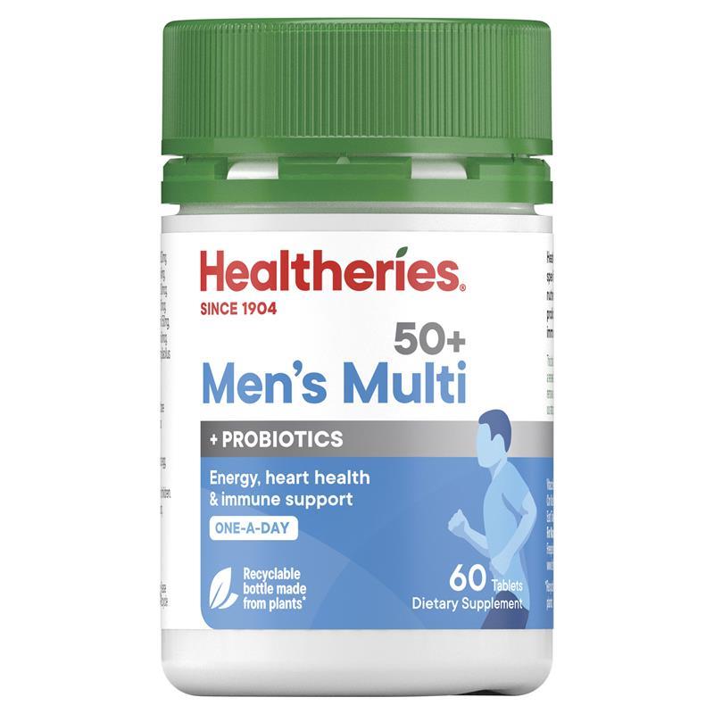 Healtheries Men's Multi 50+ with Probiotics 60 Tablets 賀壽利 50+熟齡男性綜合維生素添加益生菌 60錠