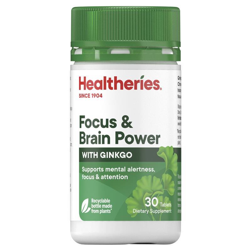 Healtheries Focus & Brain Power with Ginkgo 賀壽利 銀杏專注力配方錠 30粒
