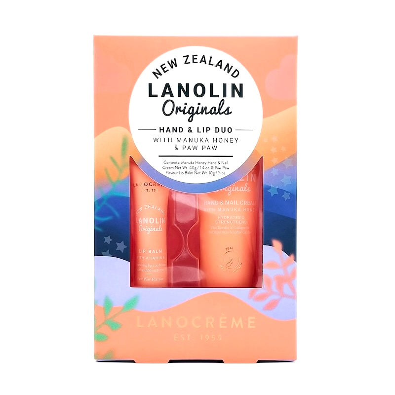 Lanocrème Lanolin Hand & Lip Duo,紐西蘭蘭儂,麥蘆卡蜂蜜番木瓜,潤唇膏護手霜套組
