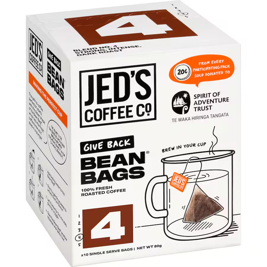 Jed's Coffee Bean Bags 紐西蘭傑得,三角立體咖啡包 4號 深度烘培 10包入