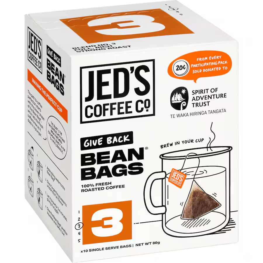 Jed's Coffee Bean Bags 紐西蘭傑得,三角立體咖啡包 3號 濃郁烘培 10包入