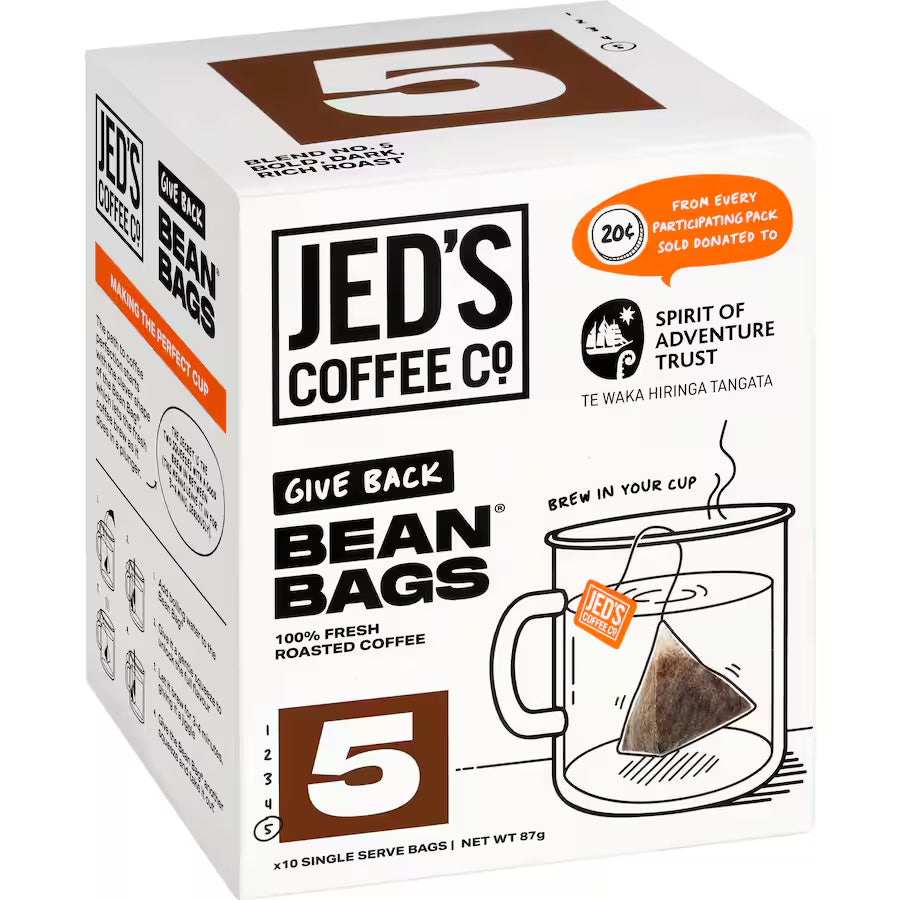Jed's Coffee Bean Bags 紐西蘭傑得,三角立體咖啡包 5號 極深度烘培 10包入