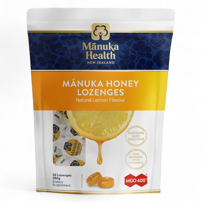 Manuka Health Manuka Honey Lozenge 紐西蘭蜜紐康,麥蘆卡蜂蜜蜂膠糖 250g 檸檬味