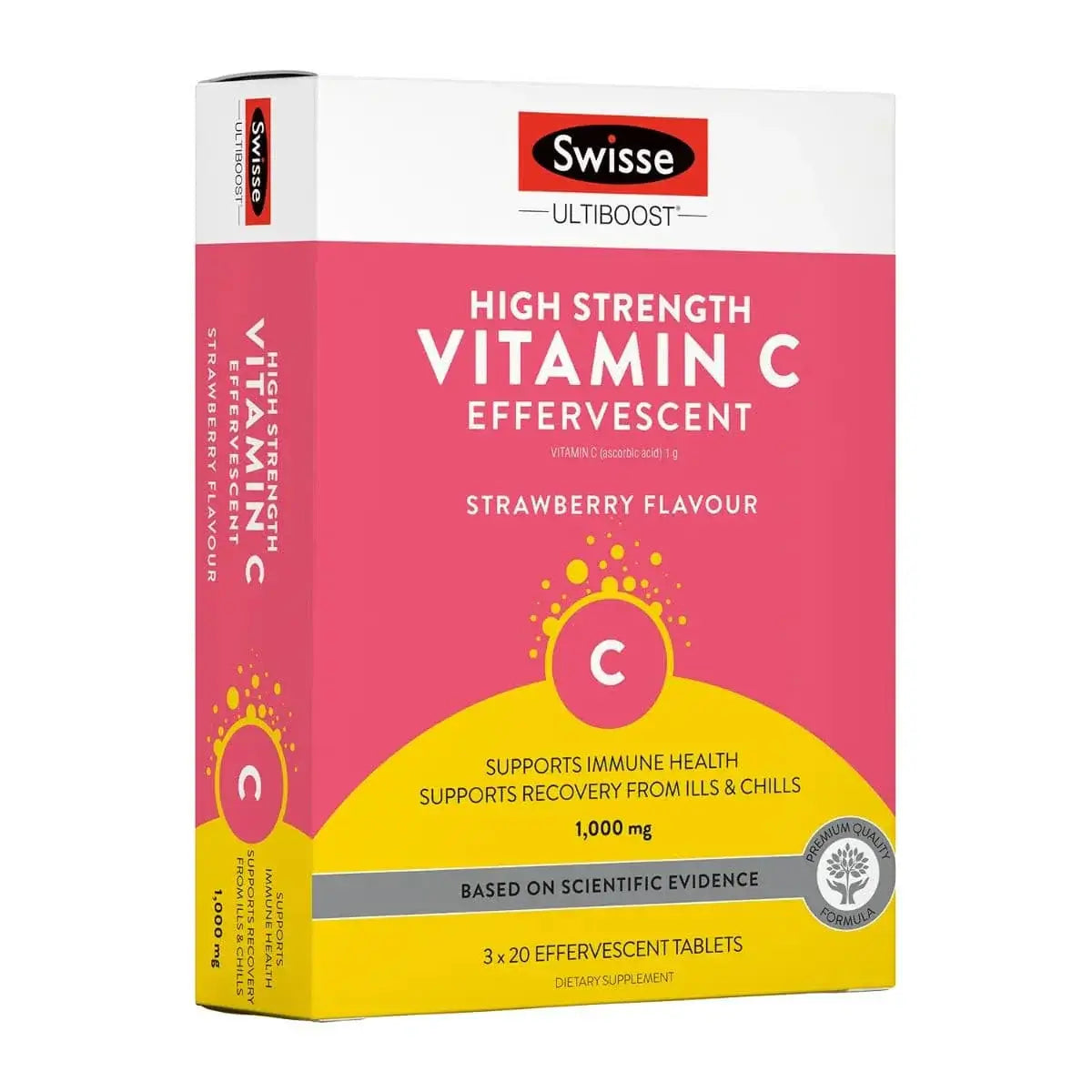 Swisse High Strength Vitamin C Effervescent 澳洲,高效維他命C泡騰片,60(20x3)粒 草莓味
