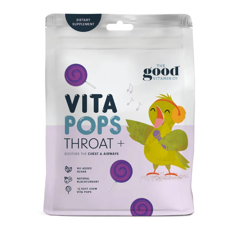 The Good Vitamin Co Vita Pops Throat+ 兒童喉嚨舒緩棒棒糖 12入 黑加侖口味