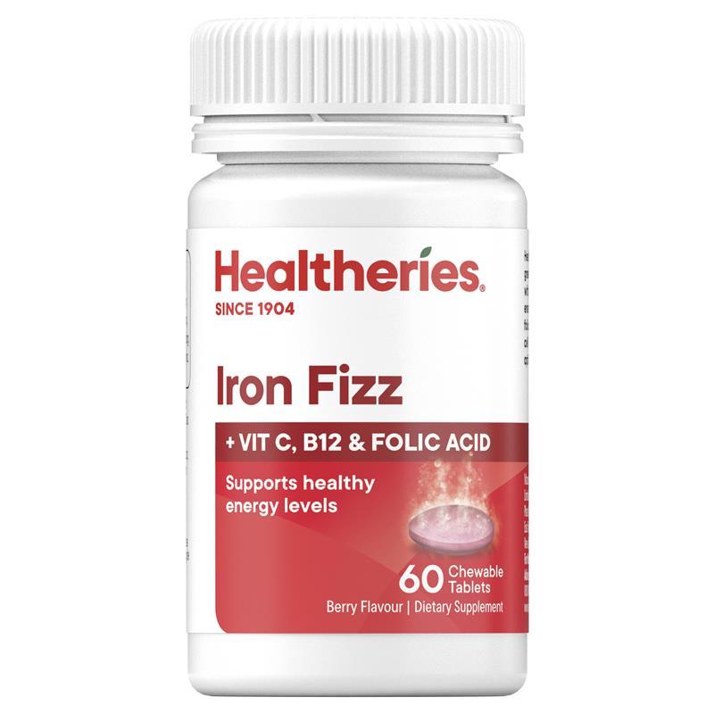 Healtheries Iron Fizz with Vit C B12 Folic Acid 60 Chewables 賀壽利 鐵質發泡咀嚼錠 60粒