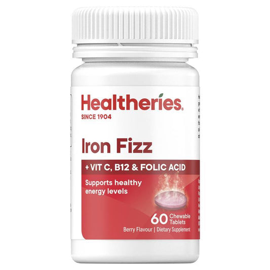 Healtheries Iron Fizz with Vit C B12 Folic Acid 60 Chewables 賀壽利 鐵質發泡咀嚼錠 60粒