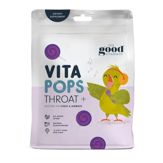 ShopJoyNZ - The Good Vitamin Co Vita Pops Throat+ 兒童草本清涼潤喉棒棒糖 12入 黑加侖口味